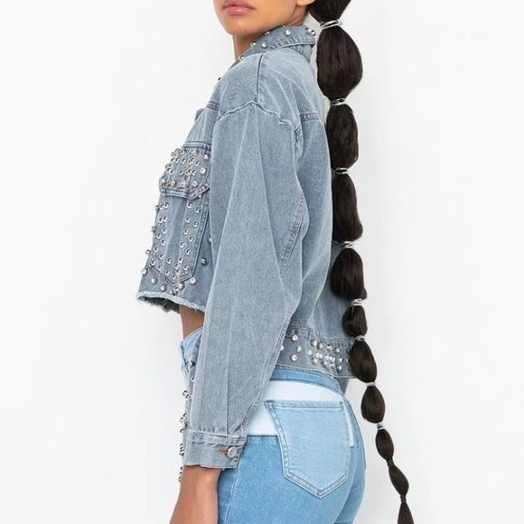 ❣️SOLD❣️Crystal Stud Denim Jacket - Picture 8 of 10